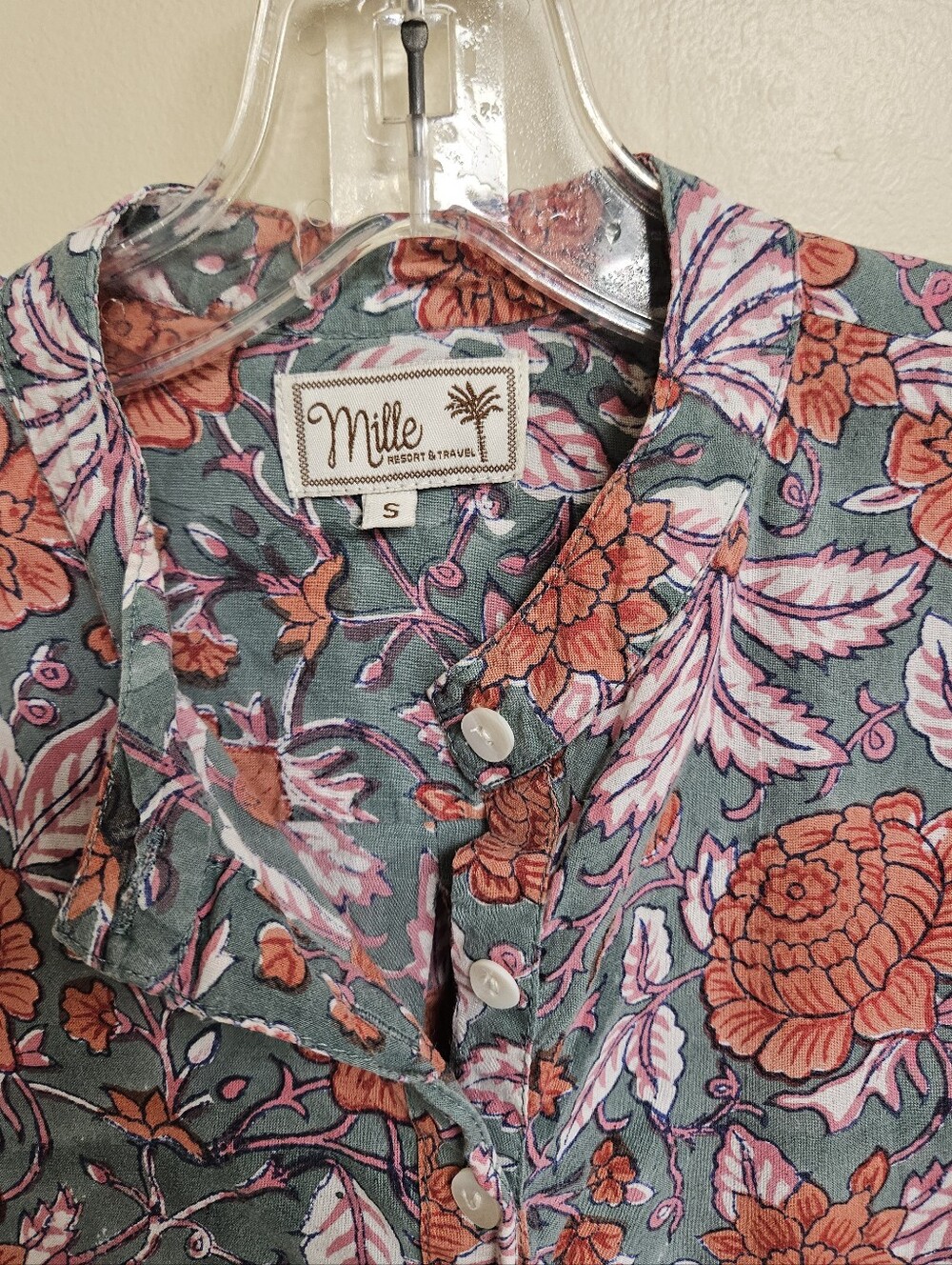 MILLE Floral Printed Cotton Midi Slit Dress Size S - Picture 3 of 9